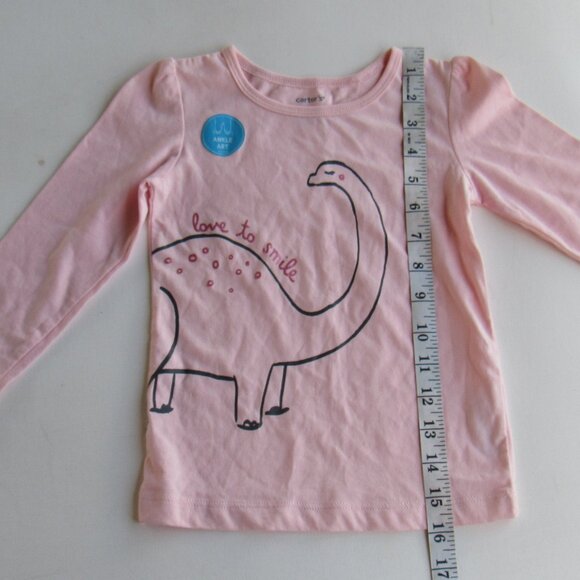 Carter's Girl Pink Long Sleeve Tee w/ Graphic Dinosaur Design Top Size 3T - Picture 5 of 6